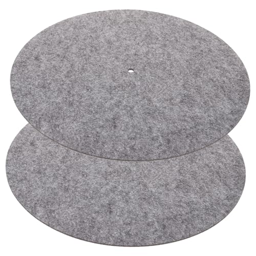 SUPVOX 2Pcs Vinyl Record Mats Slip Felt Turntable Mats for Record Players Vibration Control Scratch Protection Comfortable Use Grey