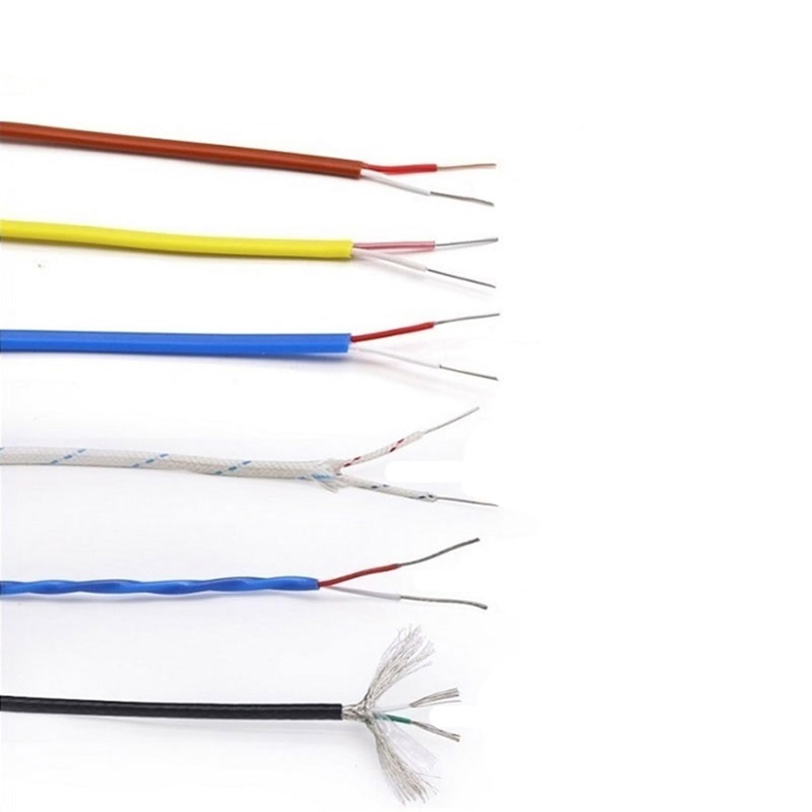 Outdoor Extension 2 Cores Type Fiberglass High Temperature Compensation Cable Thermocouple Wire Insulator Shielded Measuring Line Solar sheathed (Color : J Type 2x0.5)