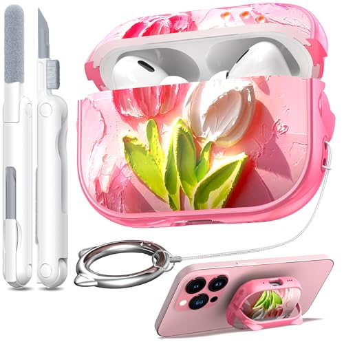 Coque AirPods Pro 2e génération rose étui de protection avec support smartphone