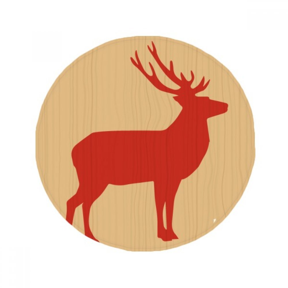 Tapis cerf rouge rond cadeau idéal 80cm pour décoration salon et entrée