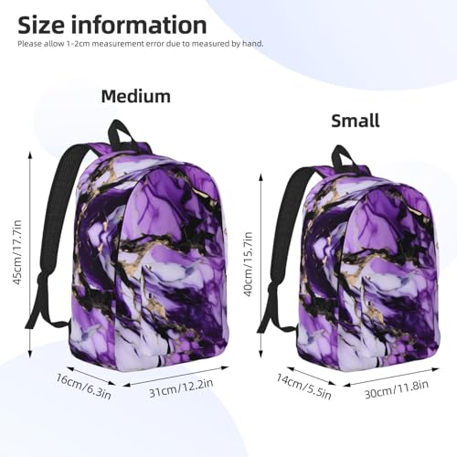 Sac à dos femme imprimé marbre violet pour ordinateur portable chic - 4