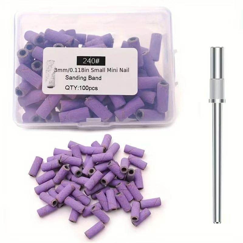 100PCS 240 Grit Nail Drill Sanding Bands with 3mm Mandrel