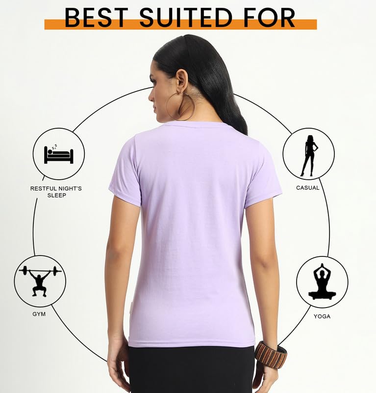 Image of Sleepynuts Women's Plain Round Neck Regular Fit Half Sleeve Cotton T Shirt