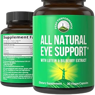 Eye Vitamins - Best Eye Support Supplement for Computer Users with Lutein, Zeaxanthin, Astaxanthin, Carotenoids, and Bilberry Extract. Great Protection for Eyes. 30 Vegan Capsules by Peak Performance