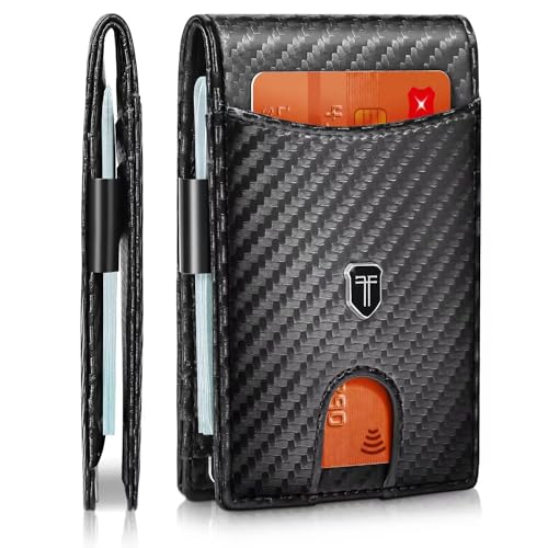 Gostwo Slim Wallet for Men Minimalist Front Pocket Bifold Wallet ID Window Card Case with Money Clip Thin Credit Card Holder