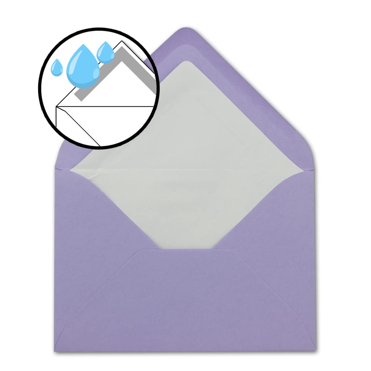 600 DIN B6 koperty fioletowe z białą jedwabną podszewką - 12,5 x 17,6 cm - 110 g/m² klejenie na mokro matowe bez okienka od firmy Glüxx-Agent