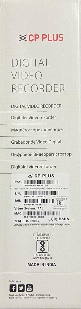 CP Plus 16 Channel Full HD H.265+ DVR Upto 2 MP Supported (Model - CP-UVR-1601E1-IC OR CP-UVR-1601E1-HC). by True Vision Technologies — Amazon image 4