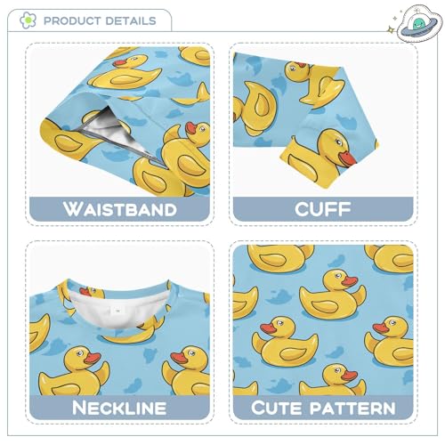 JUNZAN Cute Cartoon Rubber Ducks on Blue Kids Boys Pullover Hoodie Fleece Hoodies for Girls Party 4T3