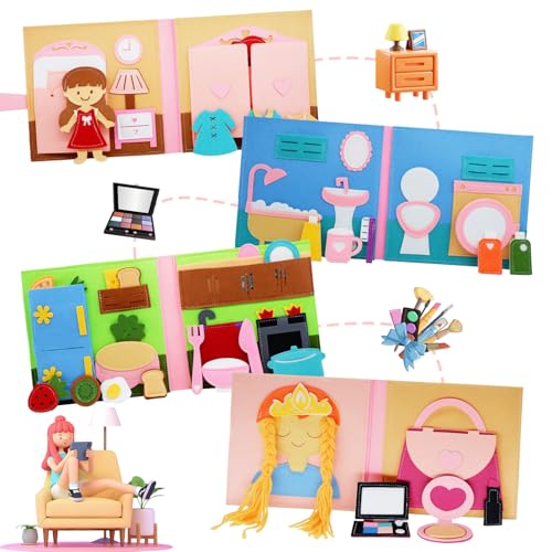 Montessori Busy Book, Pretend Play Felt Busy Board for Kids Age 2-4 - Image 2