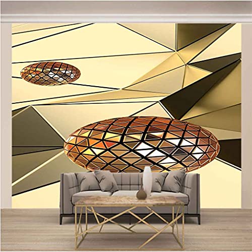 Papier peint moderne 3D or et motifs géométriques pour mur - 3