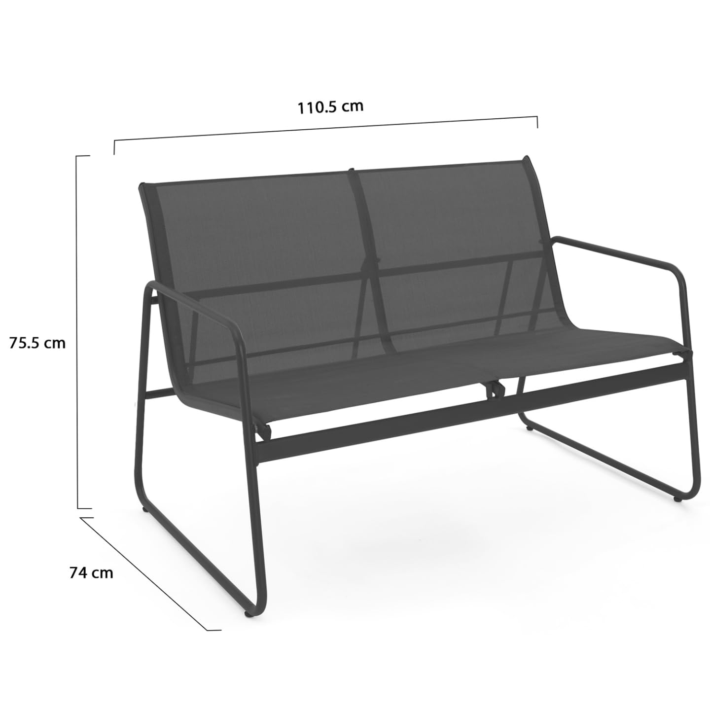 IDMarket - Salon de Jardin Bas Malaga 4 Places avec canapé, fauteuils et Table Gris Anthracite