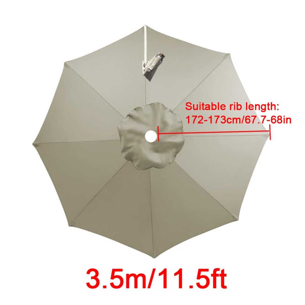 Auvent De Remplacement pour Parasol 8 Baleines Toile De Remplacement pour Parasol Déporté 300cm 350cm Rond Tissu De Remplacement pour Parasol(Light Grey,3.5m(11.5ft))
