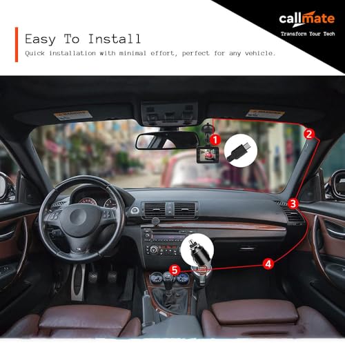 Image of CALLMATE Roadrunner Full HD 1080p Car Dashboard Camera, 2.5 inch LCD Display with AV Port for Parking Monitor (G-Sensor & Motion Detection) Upto 32GB External Memory Capacity (Black, Suction Lock)