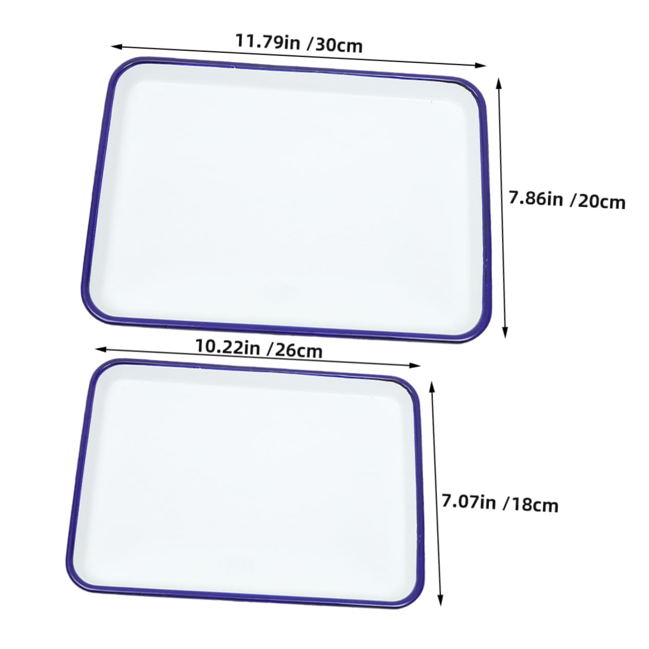 POPETPOP 2 Bandejas para Hornear Esmaltadas de Color Claro, Resistentes al Calor, Rectangulares, 26x18cm y 30x20cm, para Asar Verduras y Carne