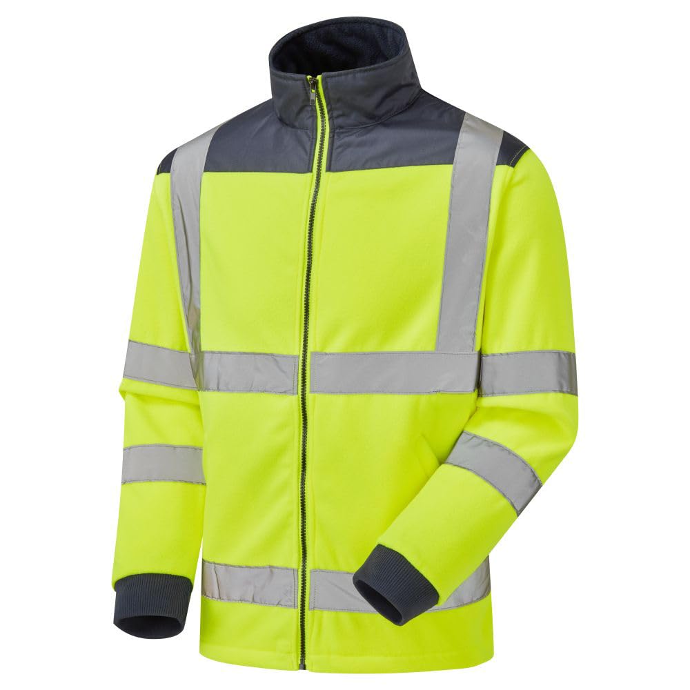 Expert Workwear Men's Yellow Hi Vis Viz Visibility Fleece Jacket With Rain Patch & Zip Fastening Safety Work Warm Top (Xxxx-Large, )