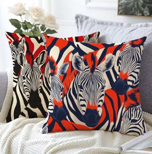 Housse Coussin 30x30cm,Bande Cousin Canapé IntéRieur Impermeable Texture De Lin Carré Lot De 2 Doux Respirant Lavable Coussin Deco Chambre Cheval Decoration...