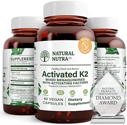 Natural Nutra Full Spectrum Vitamin K2 Supplement, Support Cardiovascular Health, Helps Promotes Bone Health, Support Calcium Metabolism, Liver Function, Improve Dental Health, 75 mcg 60 Capsules