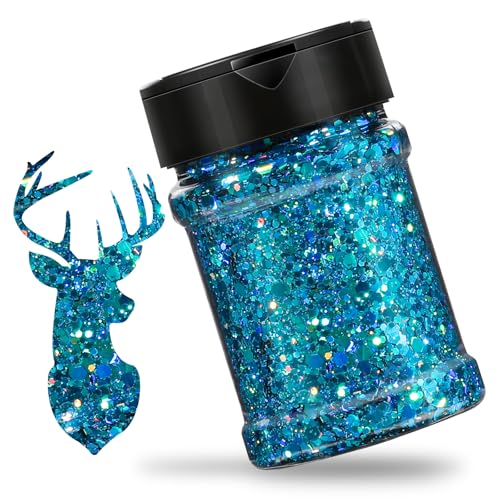 HTVRONT Blue Chunky Glitter - 100g/3.53oz Blue Glitter for Crafts and Arts