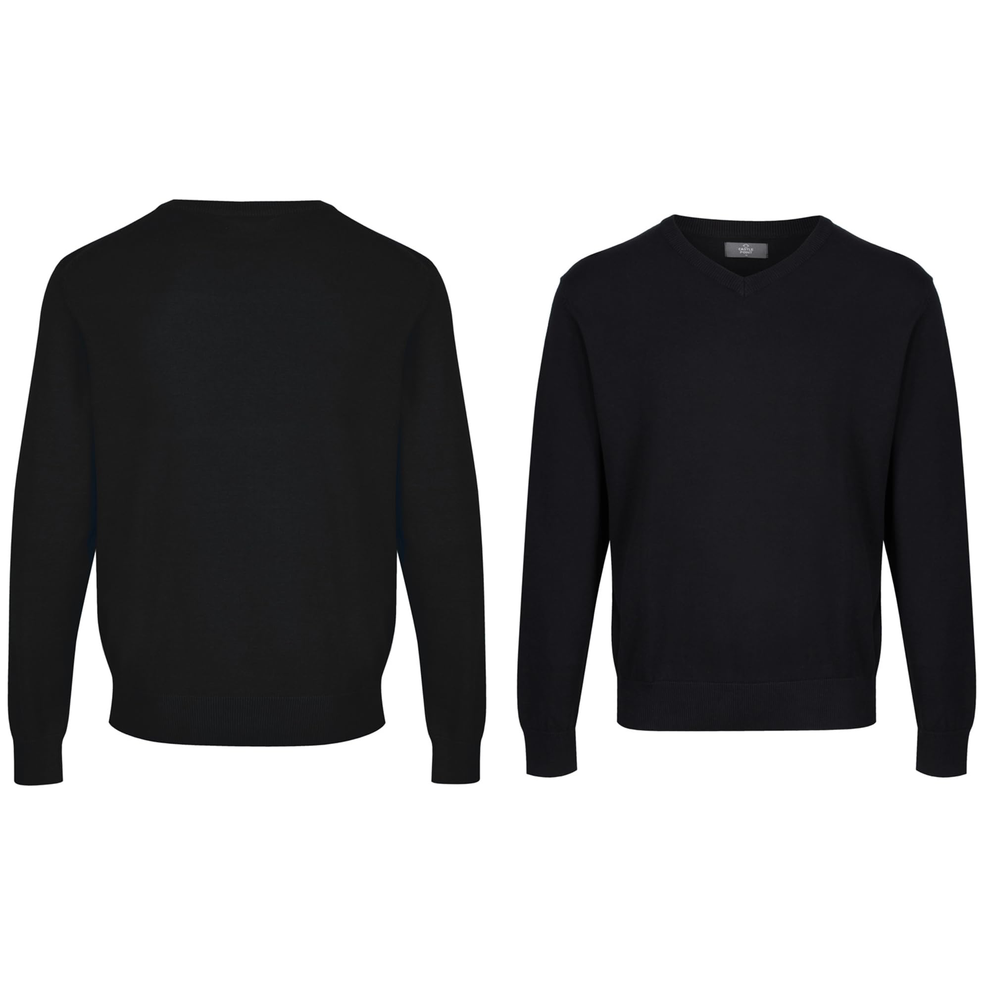 Castle Point Herren Pullover aus 100 % Baumwolle, Weicher Strickpullover mit Rundhals oder V-Ausschnitt, Leichter Klassischer Alltagspullover