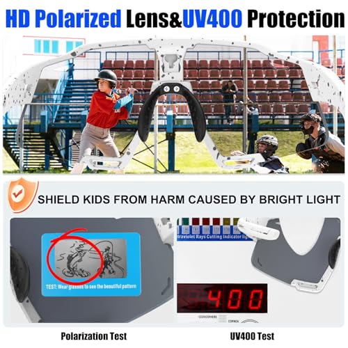Image of X-TIGER Polarized Kids Sunglasses Youth Baseball Sunglasses UV400 Boys Girls Sports Sun Glasses for Softball Cycling Scooter