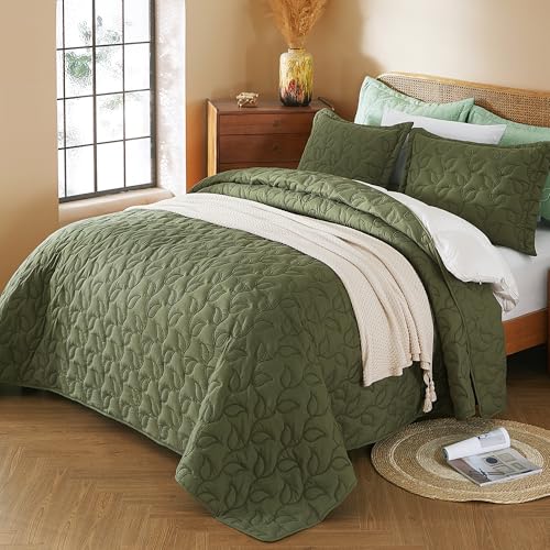 Image of EVENHUG Quilt Queen Size Bedding Set with Pillow Sham Lightweight Bedspreads Coverlet Soft Reversible Bed Cover for All Season 3 Piece