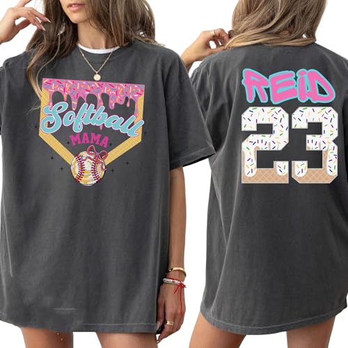 Personalized Ice Cream Softball Mama Shirt, Custom Softball Mom Shirt, Softball Mom Sweatshirt, Sports Mom Gifts, Softball Hoodie, Softball Mom Gifts