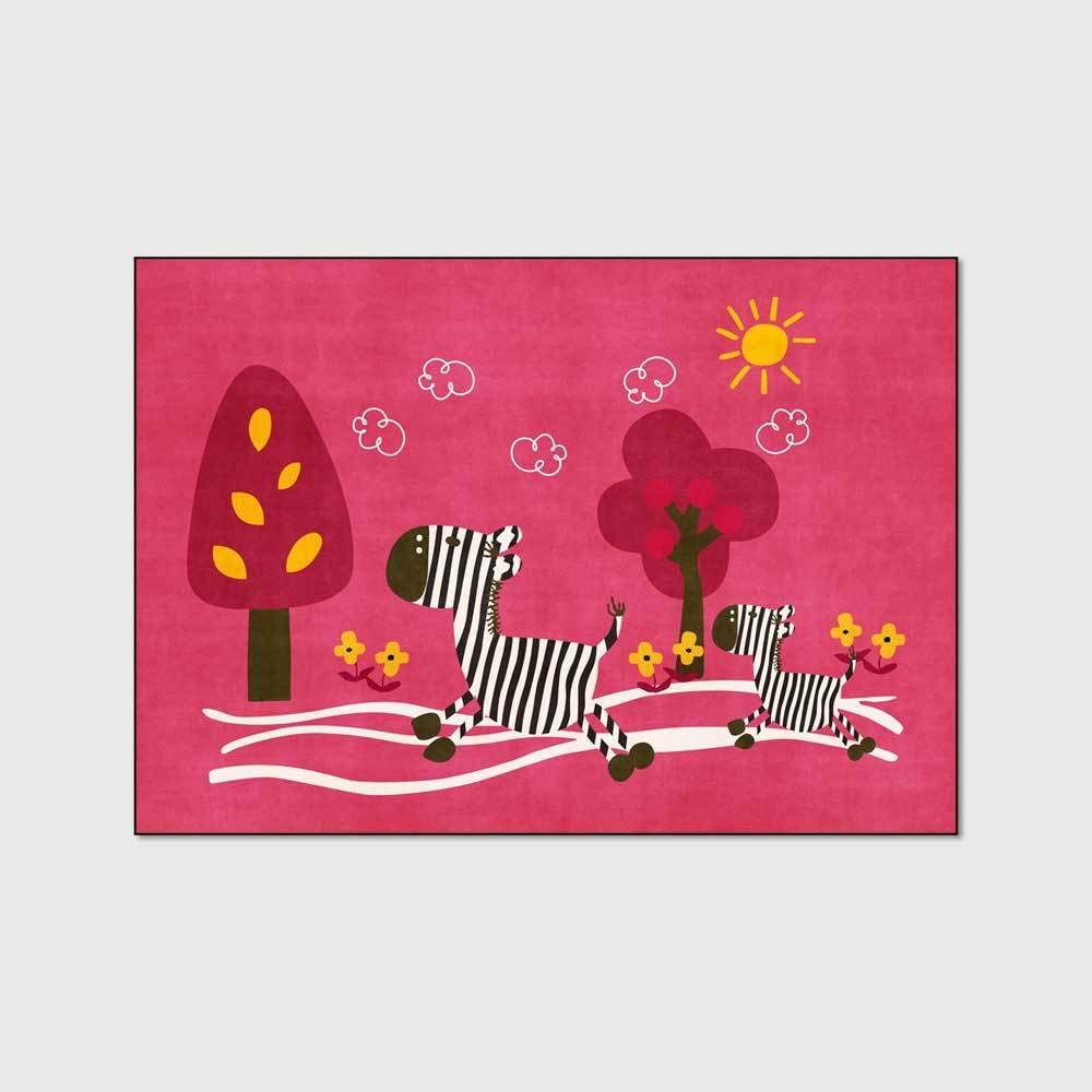 Tapis de Chambre d'enfant Marelle Bordure de Dessin animé de Petit Train en Orange, Chambre, Salle de Jeux, Jeux familiaux.-60x180cm