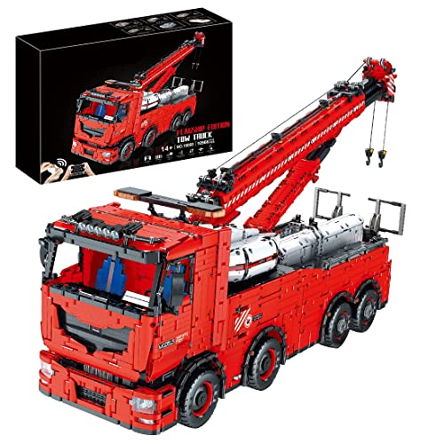 XZRUK Technik Truck RC Wrecker, 10966 Teile Groß MOC Technik Ferngesteuertes Kranwagen Modell mit Motoren Kit… – Bild 3