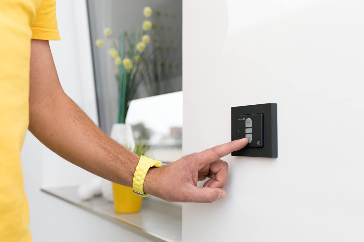 Schellenberg 21007 Smart Home Funk-Rolladenschalter & Funk-Raffstoreschalter, nachrüstbar für Smarte Antriebe, Anthrazit