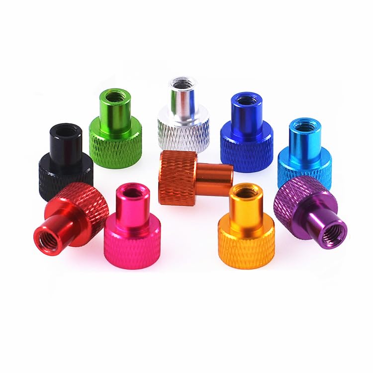 Generic 2pcs M2 M2.5 M3 M3.5 M4 M5 M6 M8 M10 Color Aluminum Alloy Steps Hand Screws Bolts Blind Hole knurled Model Airplane Screw Bolt - (Size: M10, Color: Brown Orange)