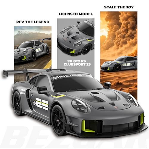Image of BEZGAR 1:24 Porsche Remote Control Car Licensed 911 GT2 RS Clubsport 25