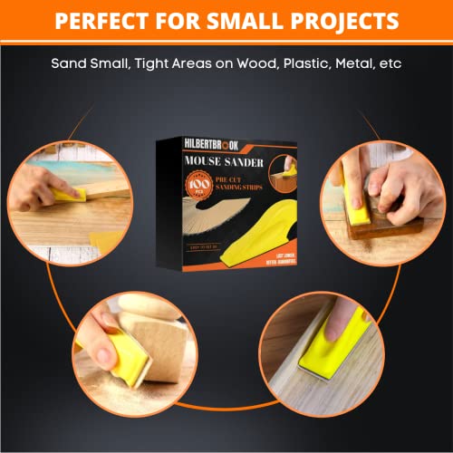 Micro Sander Mini Sander 3.5''X1'' Small Sander For Small Projects 100 Pcs Pre-Cut Sand Paper For Crafts Hook And Loop Detail Sander For Woodworking #TOP4