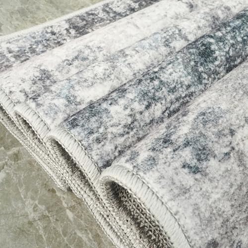 RUUGME Hallway Runner Rug 3x14 - Runner Rug Stain Resistant for Living Room Non Slip Indoor Entryway Rubber Backing Carpet Bedroom Kitchen Distressed Floor Decor Mat Machine Washable 3x14 Blue
