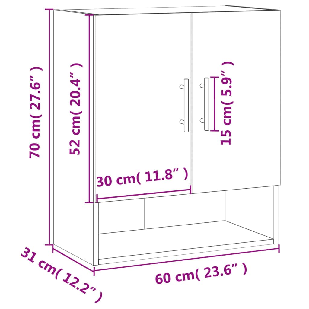 vidaXL Armadietto a Muro Rovere Sonoma 60x31x70 cm Legno Multistrato, Mobile a Muro, Mobile espositivo, portaoggetti da Parete, arredo da Soggiorno