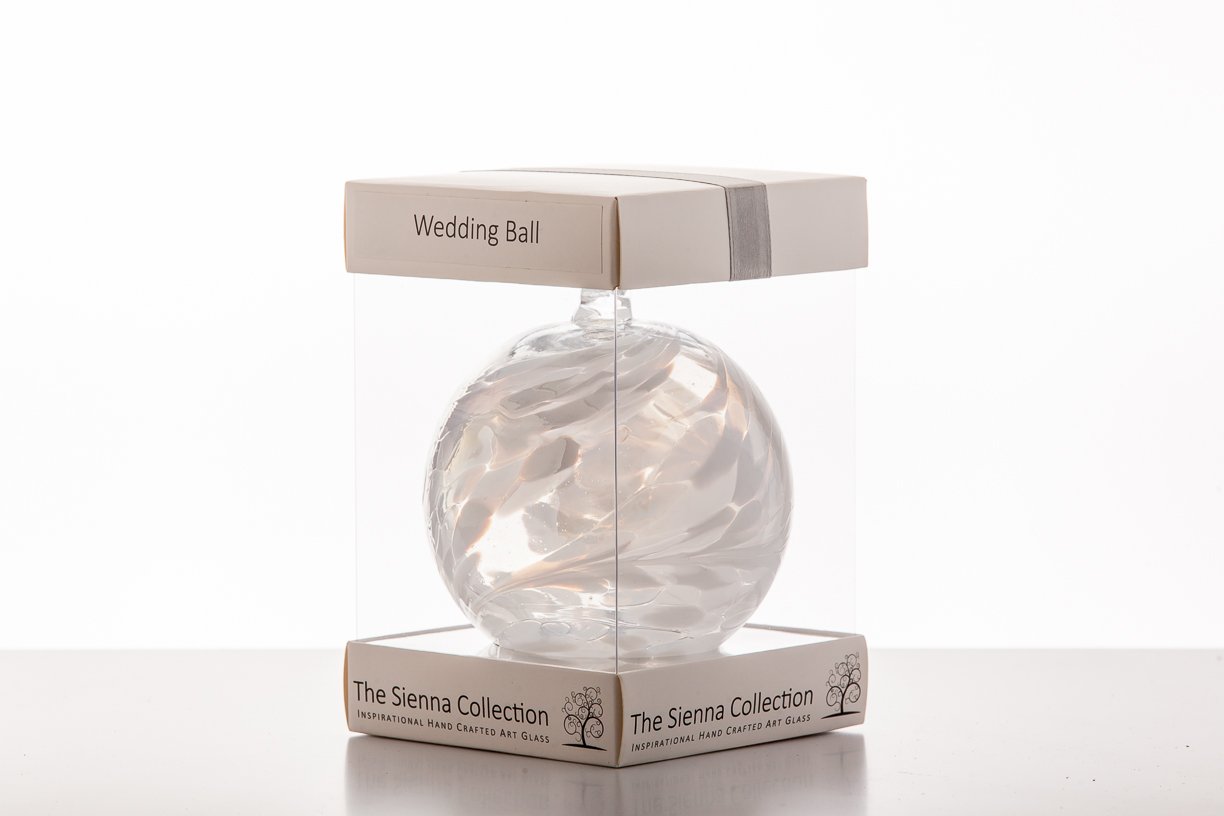 Sienna Glass 10cm Diamond Wedding Friendship Ball, Handcrafted Mouth-Blown Glass Ornament - Image 2