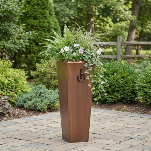H Potter Tall Outdoor Planters Copper Large Flower Pots Indoor for Patio Balcony Garden Deck Front Porch Entryway Antique Copper Single Large
