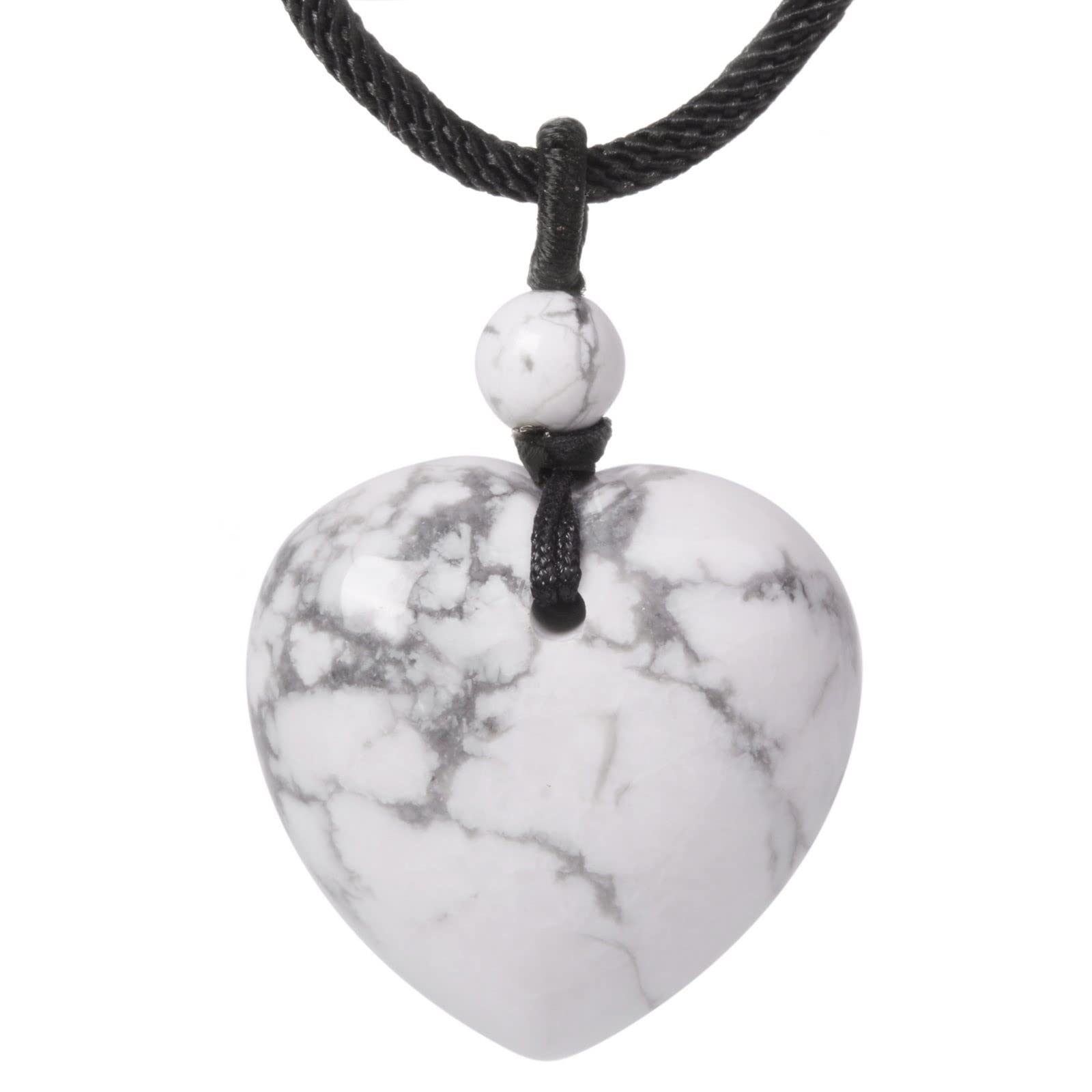 Justinstones'Justinstones 25mm Gemstone carved heart pendant necklace 22'''