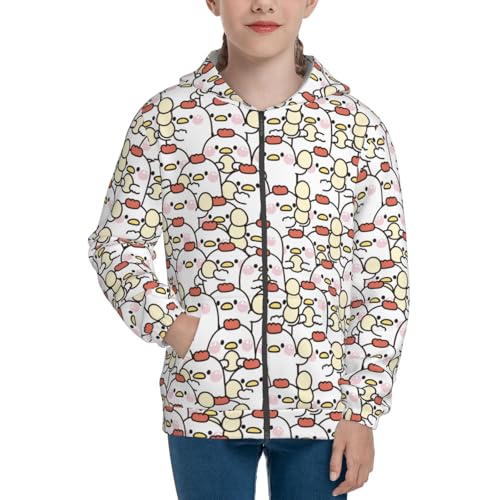 Cute Hen with Egg Kid Hoodies Boys Zip Up Sweatshirts Girls Pullover with Pocket3