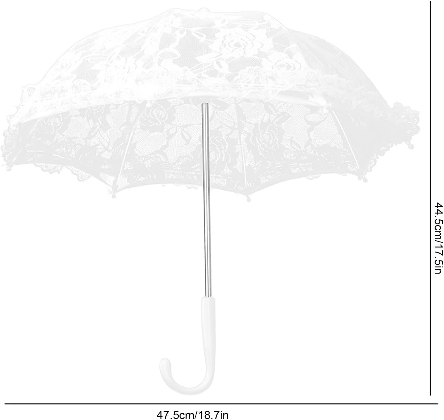 Lace Embroidery Umbrella Bridal Wedding Umbrella Vintage Photo Props Umbrella Girls White Parasol for Party, Concerts, Theaters, Stage Dance Shows, Masquerade Partie(Bleached Color) - Image 6
