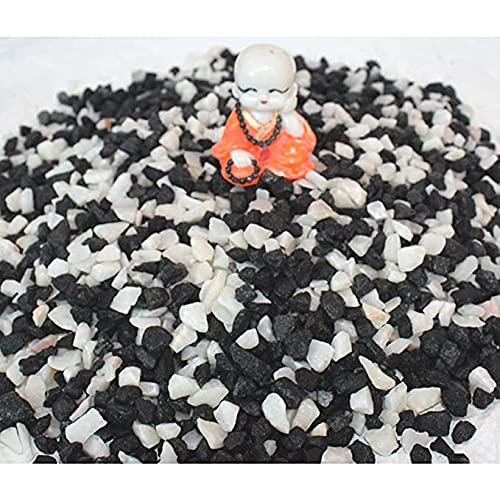 Image of Decorative Stones Marble Chips Pebble Stones for Aquarium Home Garden Indoor & Outdoor Decoration (White&Black, 4900gm)