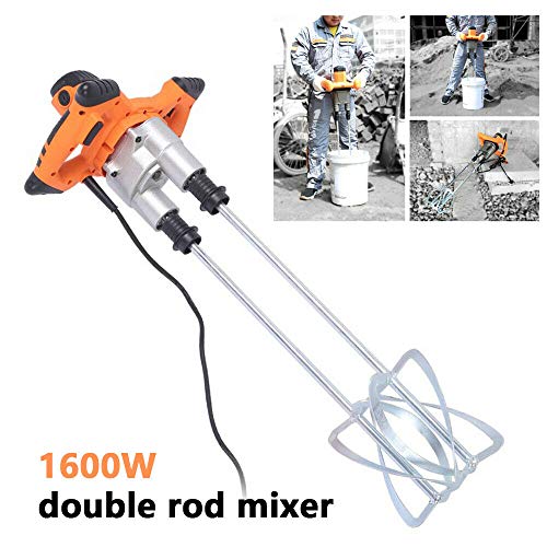 ZHFEISY Double Paddle Electric Paint Cement Grout Mixers - 1600 W 110V Industrail