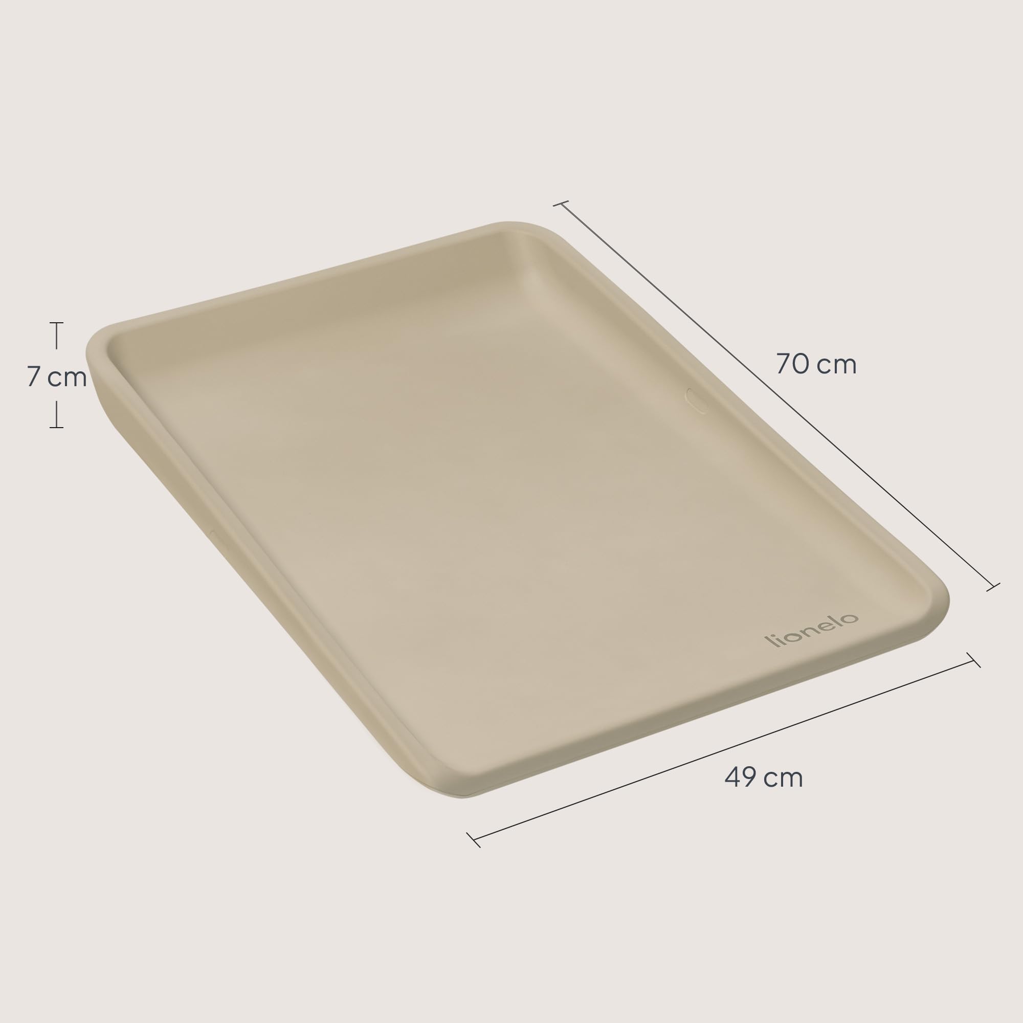 LIONELO Fasciatoio Neonato MEGS 50×70 cm Materassino Fasciatoio in Schiuma PU, Morbido Caldo al Tatto, Impermeabile, Antiscivolo, con Bordi Rialzati per Comfort e Sicurezza, Portatile (Beige)