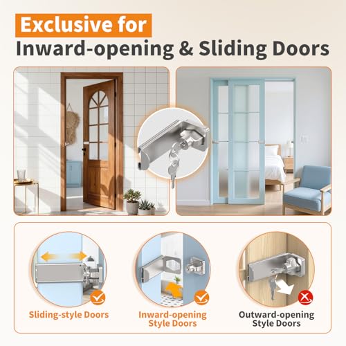 Image of 3.3 inch Keyed Sliding Barn Door Lock, 90 Corner Latch (Silver-1 Pc)