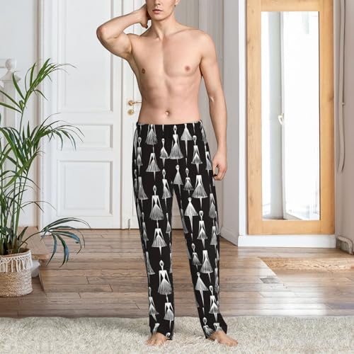 Mens Pajama Pants - Abstract Dress Lady Print Soft Sleep Lounge Pants For Men, Casual Pj Bottoms With Pockets2