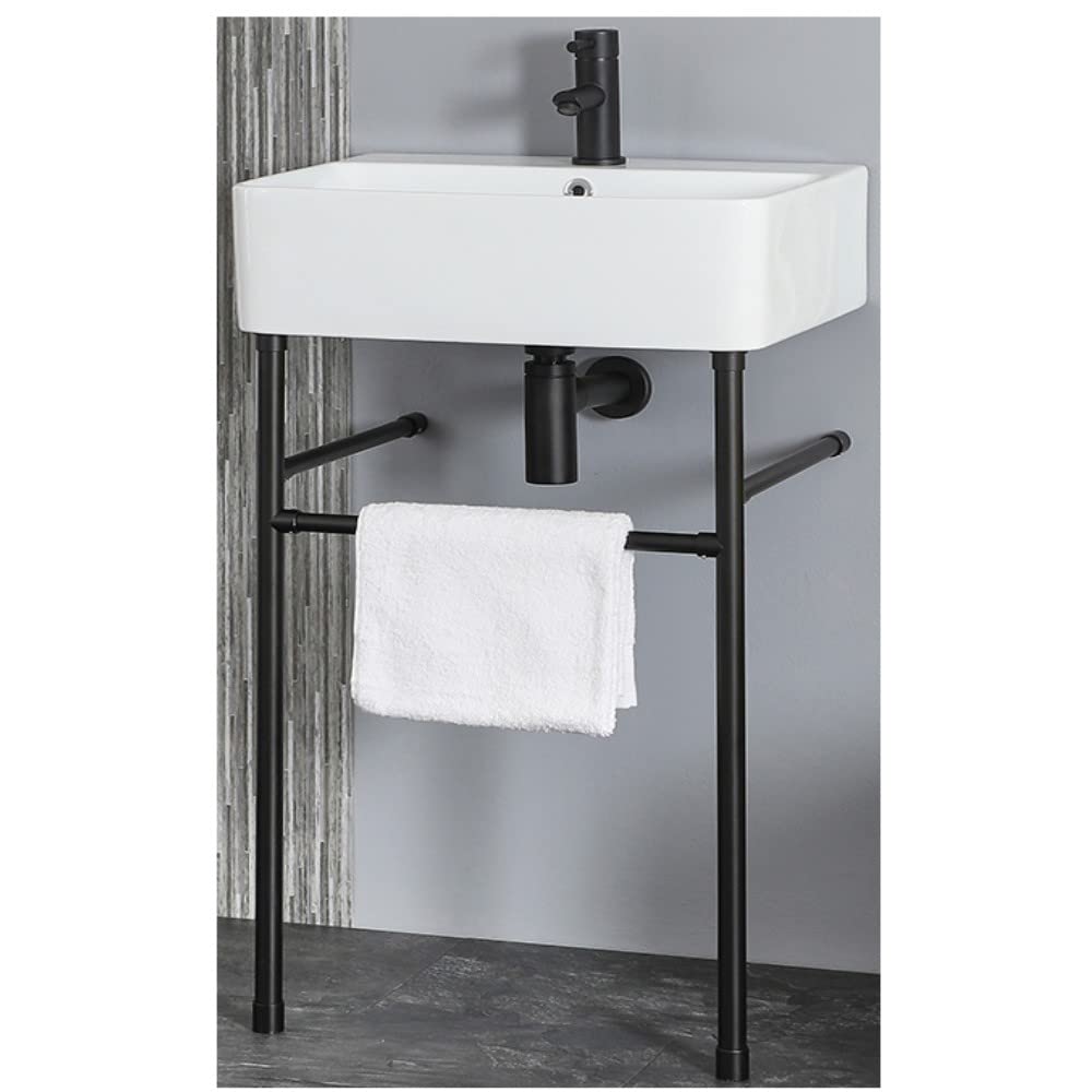 Milano Black White 1 Tap Hole Bathroom Basin Sink Washstand 520 X 420Mm