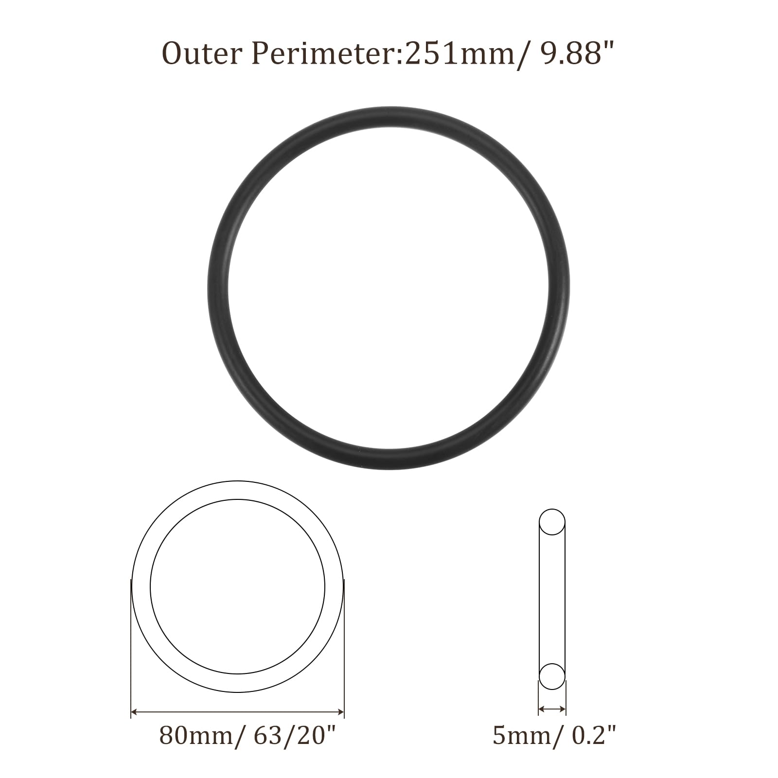 10 Pezzi Cinghia Rotonda In Gomma HUONIU 5mm - Per Motori, Trasmissione, Diametro 294-454mm, Codice 5405-0005-0414