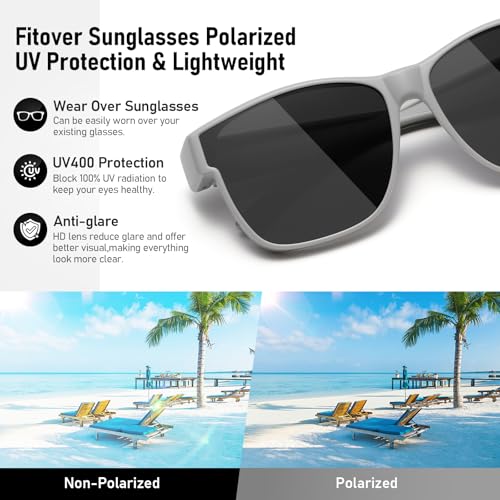 Image of GEGURI Polarized Sunglasses Fit Over Glasses for Men Women, Oversized Square Sun Glasses UV400 Protection Shades