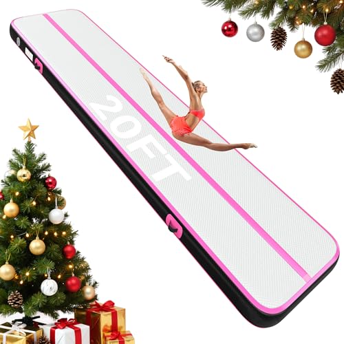 YITAHOME Air Gymnastics Mat 20ft Tumble Track Mat 4 Inches Thick Inflatable Tumbling Mat with Electric Pump & Carry Bag for Home Use/Tumble/Gym/Training/Cheerleading/Park/Water