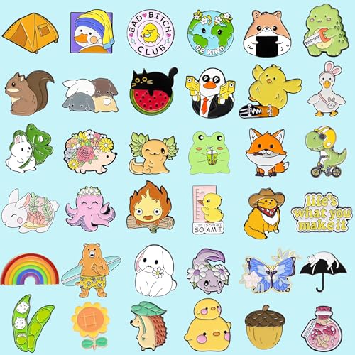 20/60 Mixed Enamel Brooch Bulk Set,Lapel Badges, Cartoon Plant Enamel Pin Sets, Funny Enamel Pins Bulk Set Cool Button Pins Aesthetic Brooch Lapel Pins Anime for Backpacks, Bag, Jacket, Kids, Girls, Festival Present3