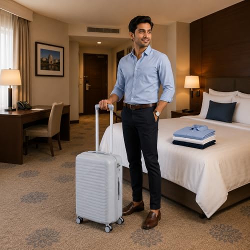 Image of 3G VACANZA Trolley Bags Hard Case Polypropylene, 4 Spinner Wheels, 360 Degree Wheeling Carry on Luggage, Travel Bag, Suitcase for Travel, Trolley Bags for Travel, 28 in Silver